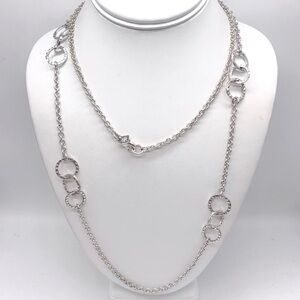 Banana Republic Silver Infinity Chain Long Necklace Clasp Hook Womens  NEW